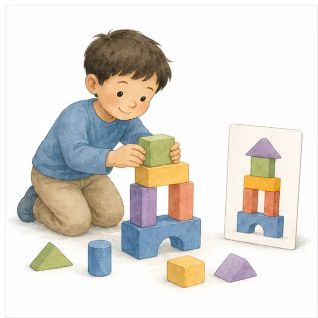 בניית מגדל לפי דגם – פעילות לילדים