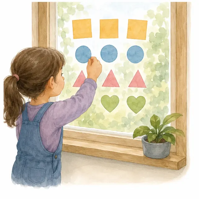 מיון צורות על החלון – פעילות לילדים