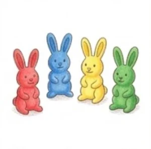 16 rabbits: 4 of each color – Board game for kids