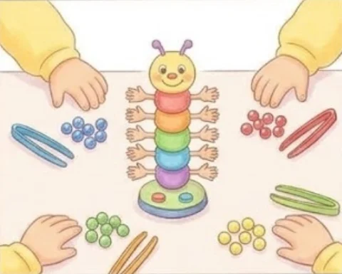 2Sit around the caterpillar. Each player keeps their marbles close… – Board game for kids