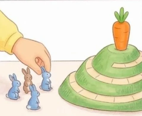 1Each player picks a color and takes the 4 rabbits of that color – Board game for kids