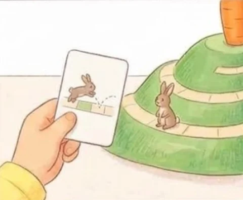 3On your turn, turn over a card. Does it show a rabbit hopping 1, 2… – Board game for kids