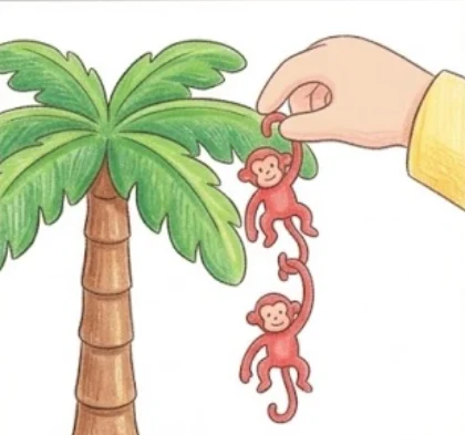 3יצא הצבע שלכם? תולים על העץ כמה קופים שיצא בקוביית המספר. כל קוף… – משחק קופסה לילדים