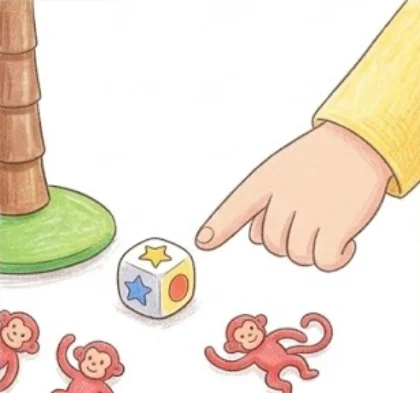 5יצא ג'וקר? תולים קופים שלכם לפי קוביית המספר, ומורידים קוף אחד של… – משחק קופסה לילדים