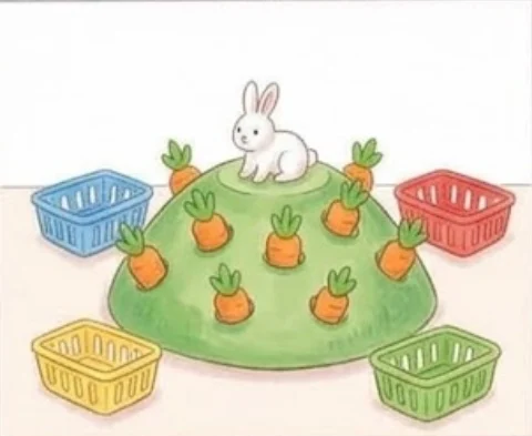 1Put the hill in the middle, push all the carrots into it, and sit… – Board game for kids
