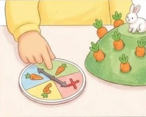 2On your turn, spin the spinner. It tells you how many carrots to pull – Board game for kids