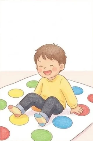 6Anyone who falls, or touches the mat with a knee or elbow, is out… – Board game for kids