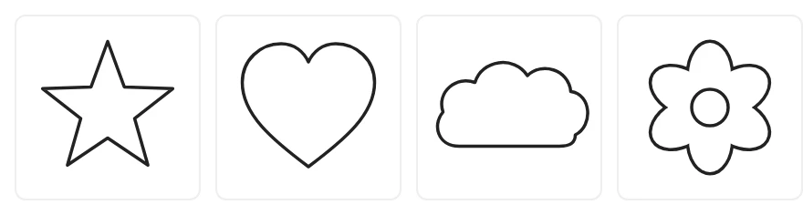 Printable stencils: star, heart, cloud, and flower, PDF – Window Stickers – Activity for kids