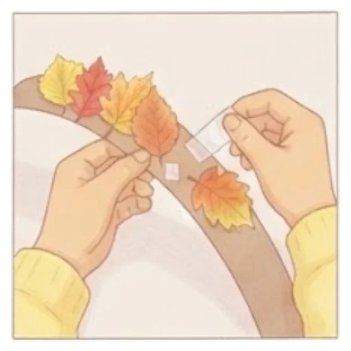 Tape leaves along the strip so their tips stick up – Leaf Crown – Activity for kids