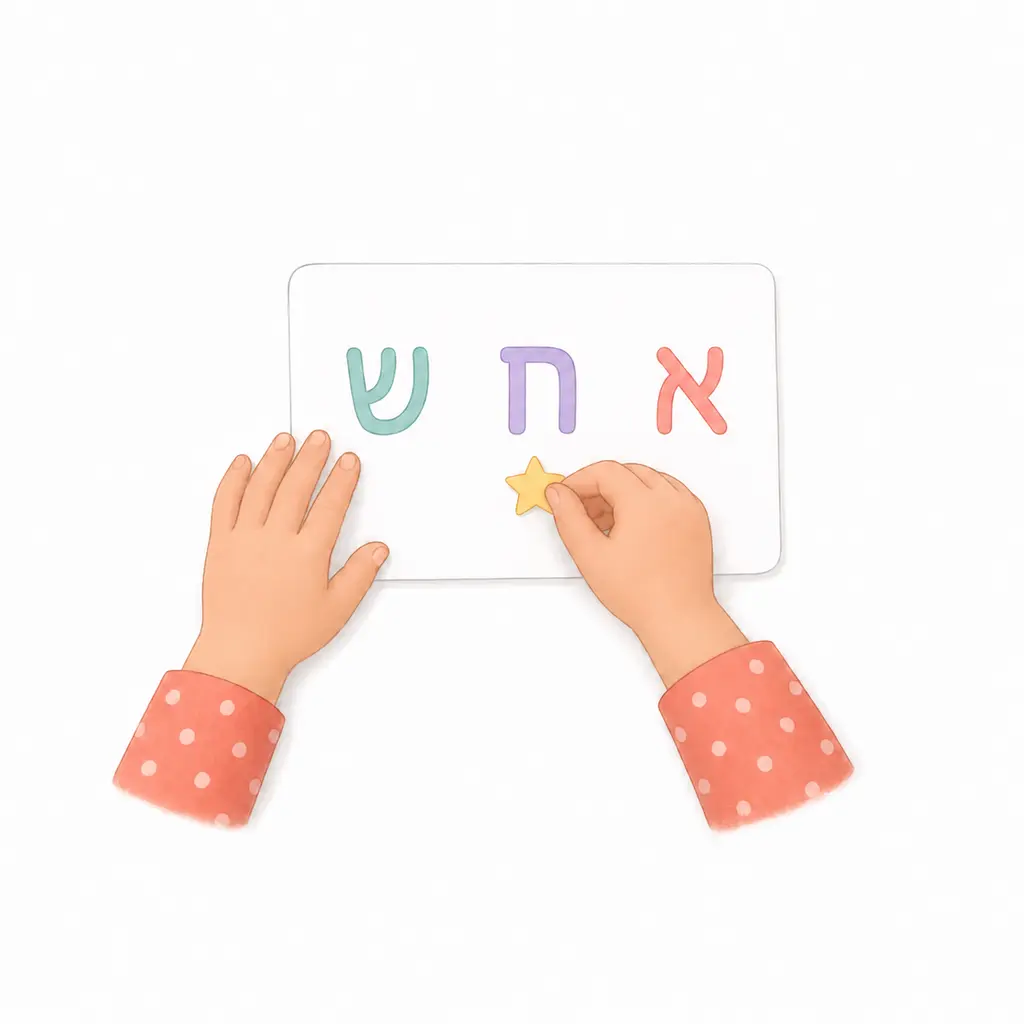 בכל פעם שמוצאים את האות, מסמנים על הכרטיס וי או מדביקים מדבקה – ציד האותיות הביתי – פעילות לילדים