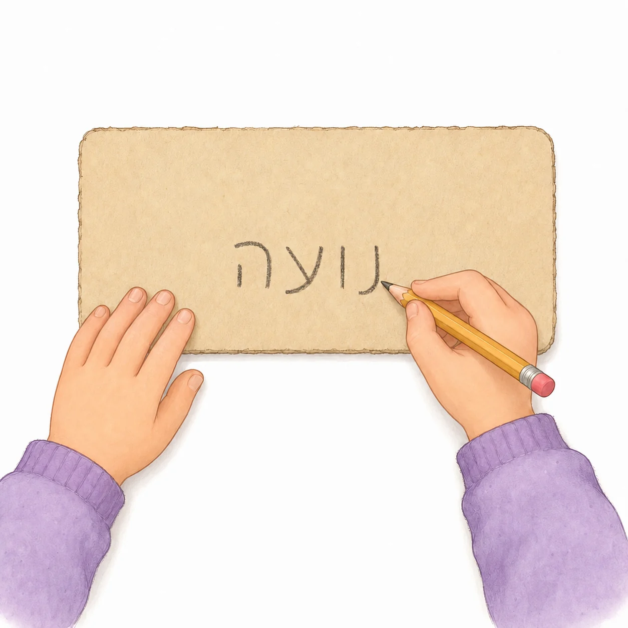 כותבים בעפרון את השם במרכז השלט – שלט לדלת החדר – פעילות לילדים