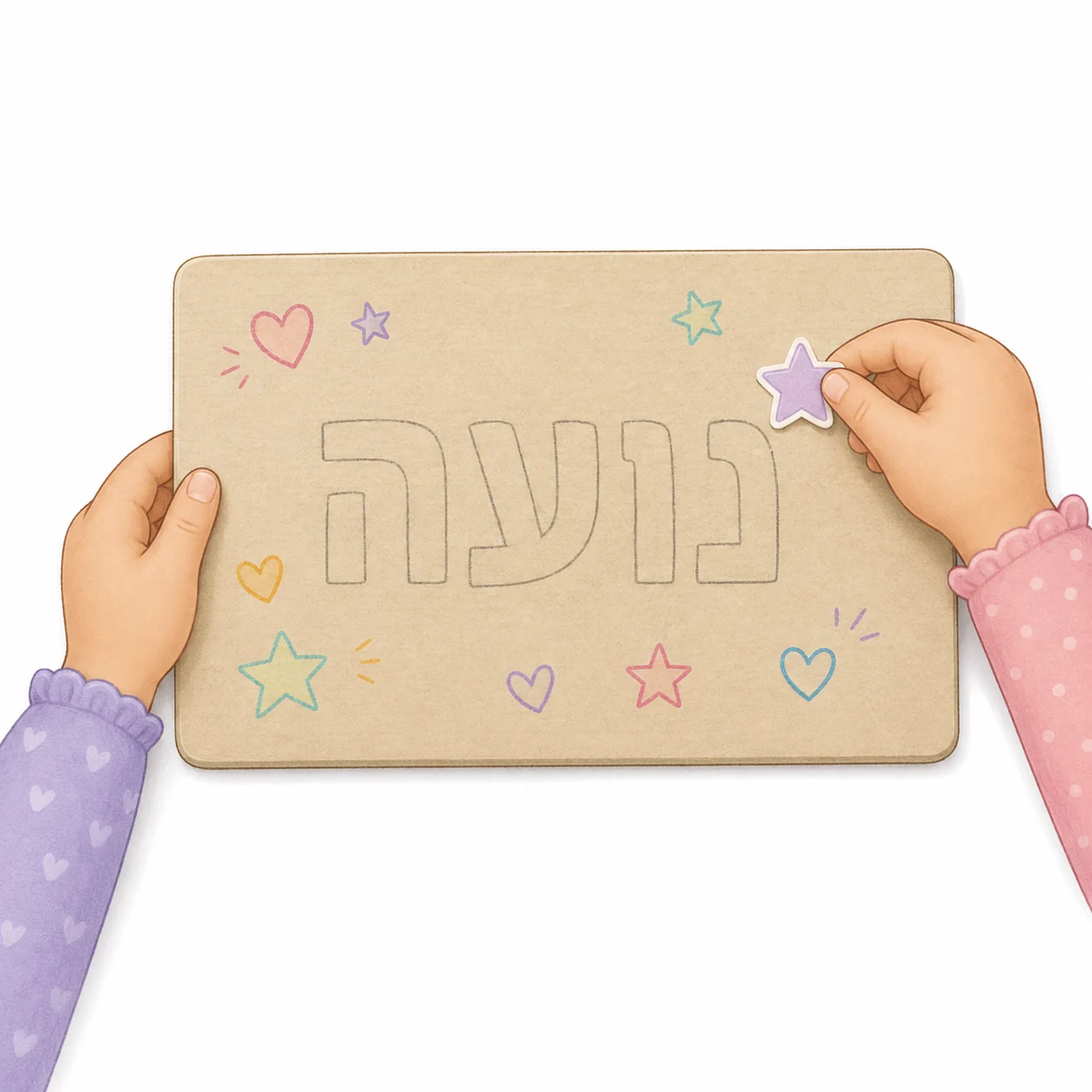 מקשטים סביב השם בצביעה, מדבקות או נצנצים – שלט לדלת החדר – פעילות לילדים
