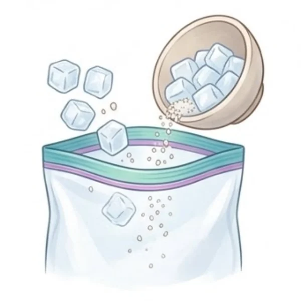 Put the ice and the coarse salt in the large bag – Ice Cream in a Bag – Recipe for kids