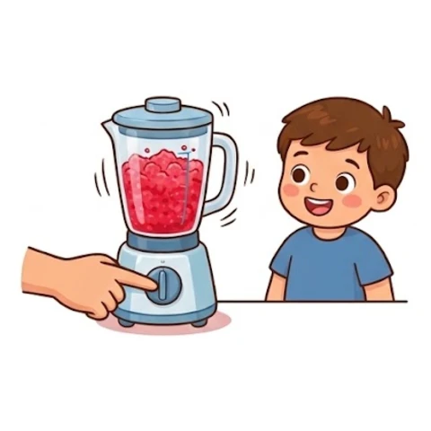 Close the lid and run the blender, with adult supervision, until the… – Raspberry Slushie – Recipe for kids