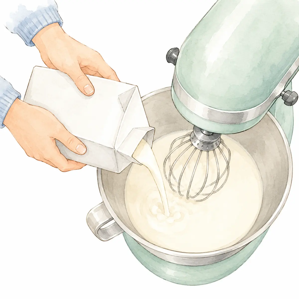 Pour the cream into the mixer bowl – Homemade Ice Cream – Recipe for kids Pour the cream into the mixer bowl – Homemade Ice Cream – Recipe for kids