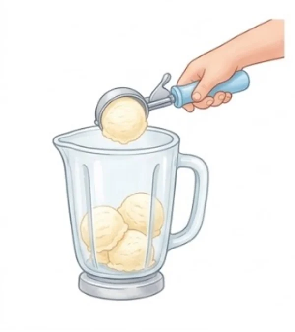 Add scoops of ice cream to the blender with the scoop – Milkshake – Recipe for kids