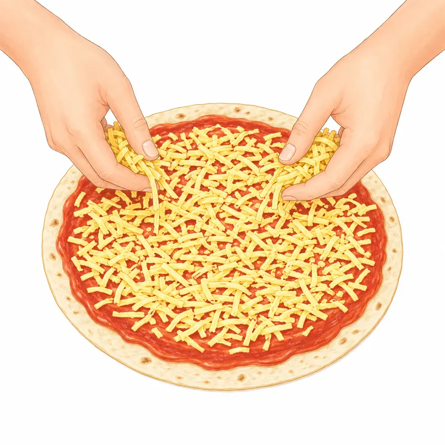 Sprinkle with cheese – Tortilla Pizza – Recipe for kids