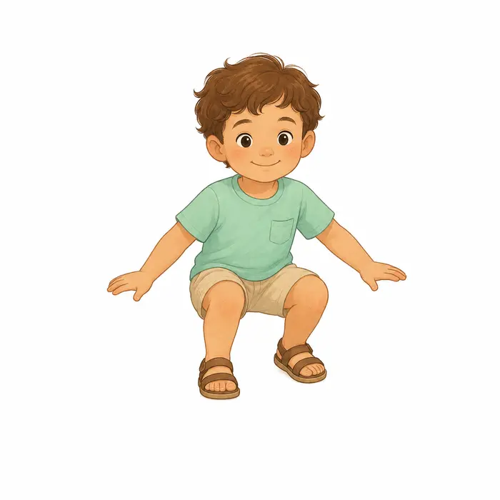 הליכת ברווז, מתכופפים לישיבת כריעה ומתקדמים בצעדים קטנים כשהגוף נשאר… – מסע החיות ברחבי הבית – משחק לילדים