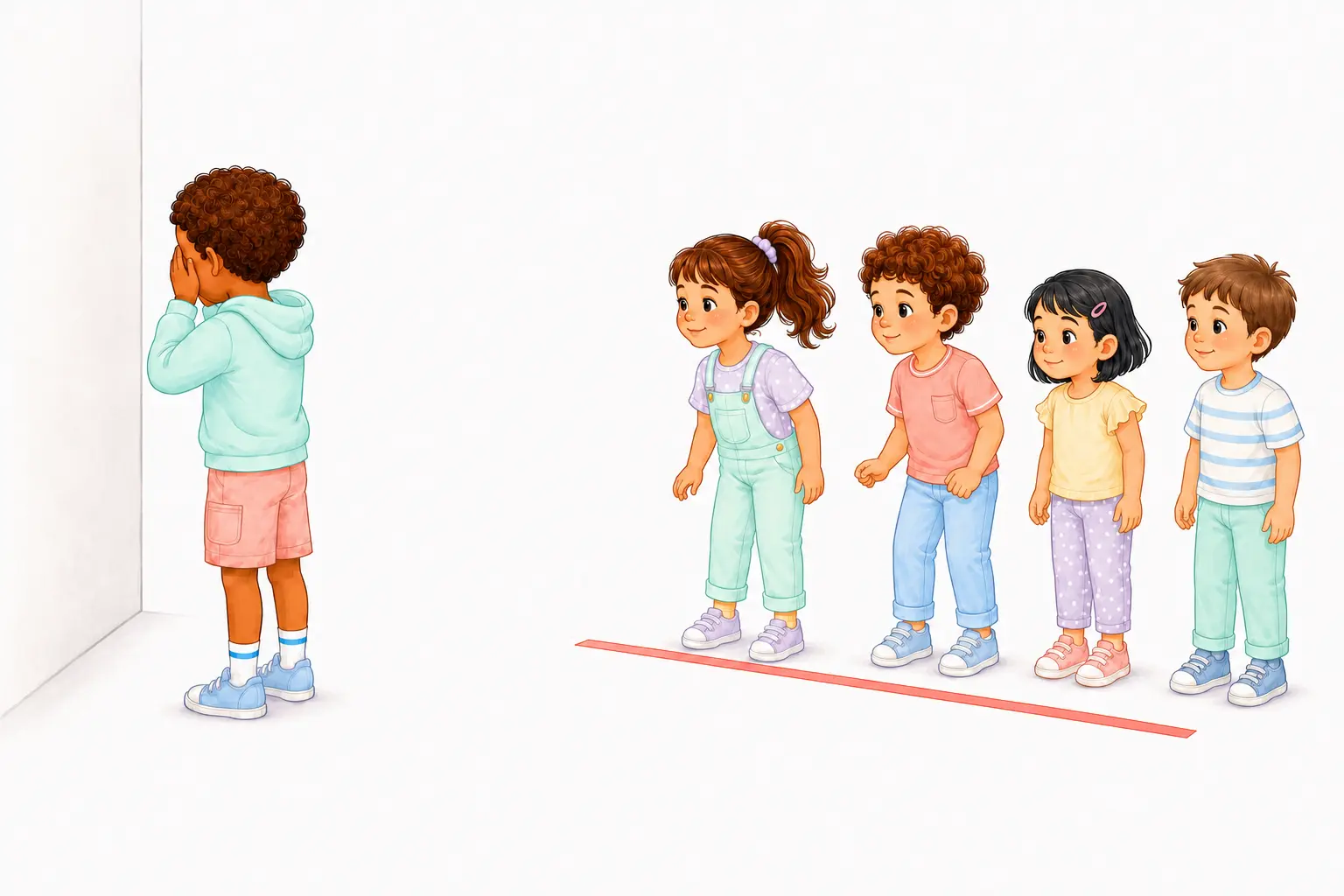 כל השחקנים עומדים על קו ההתחלה והסופר עומד במרחק, עם הגב אליהם – דג מלוח – משחק לילדים