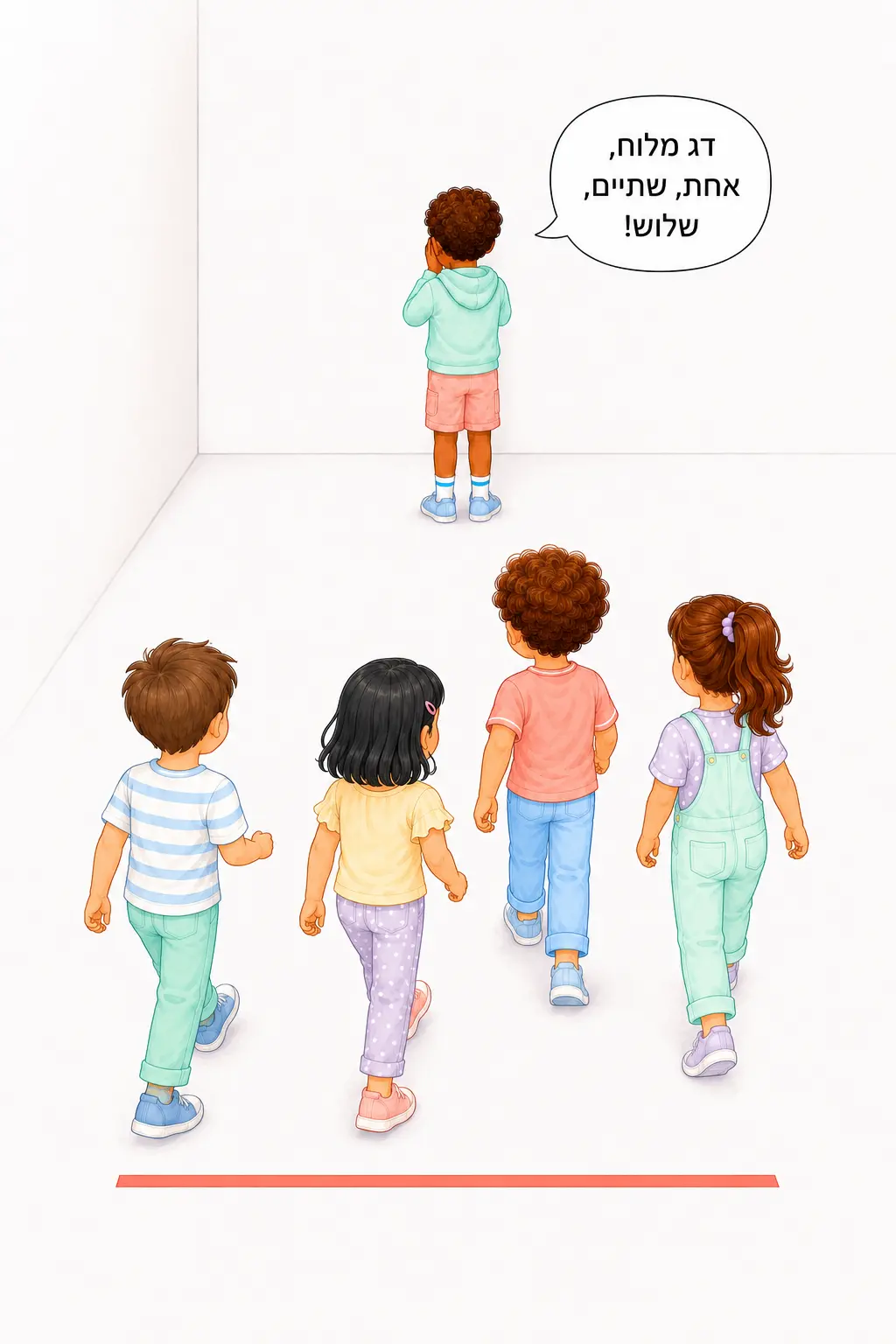 הסופר קורא בקול: 'אחת, שתיים, שלוש, דג מלוח!', ושאר השחקנים מנסים… – דג מלוח – משחק לילדים